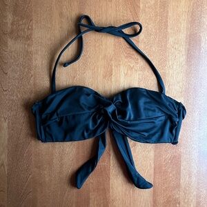 Black tie front bikini top